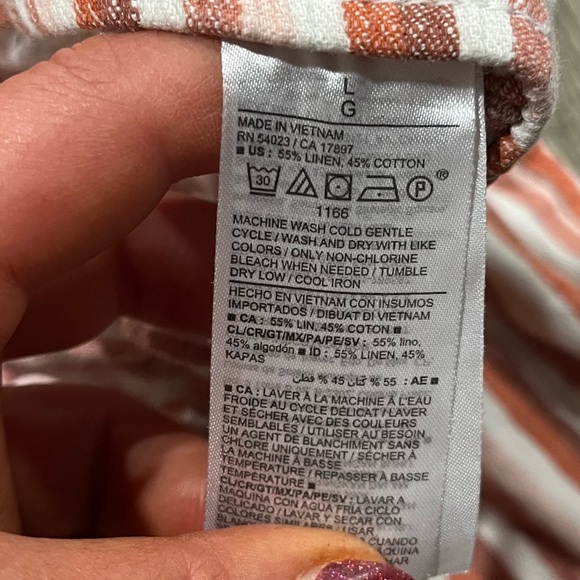 Old Navy High Rise Shorts Linen Blend Elastic Waist Striped Multicolor  Size L - Picture 5 of 6